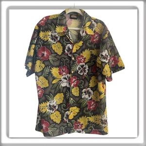 ODO Retro Men’s Button Up Short Sleeve Floral Shirt Mesh Size Large